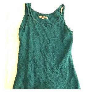 FLAX emerald green bias cut linen tunic tank XS